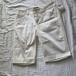 Womyn White Bermuda Shorts